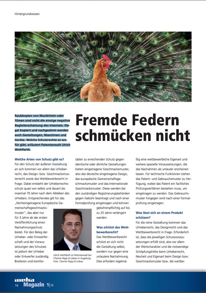 weha-magazin "Fremde Federn schmücken nicht"